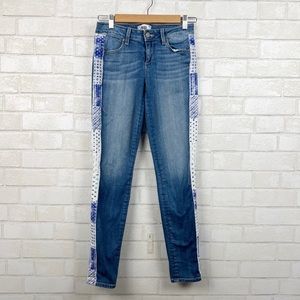 Paige Verdugo Tuxedo Stripe Moroccan Indigo Skinny Jeans Size 26